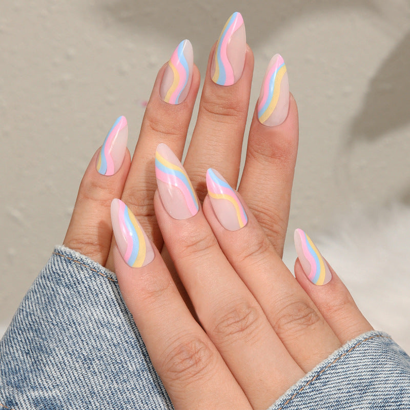 Summer Vibe Swirl Nail Medium Fake Nails