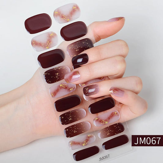 Happy Pink Brown Semi Cured Gel Nail Strips
