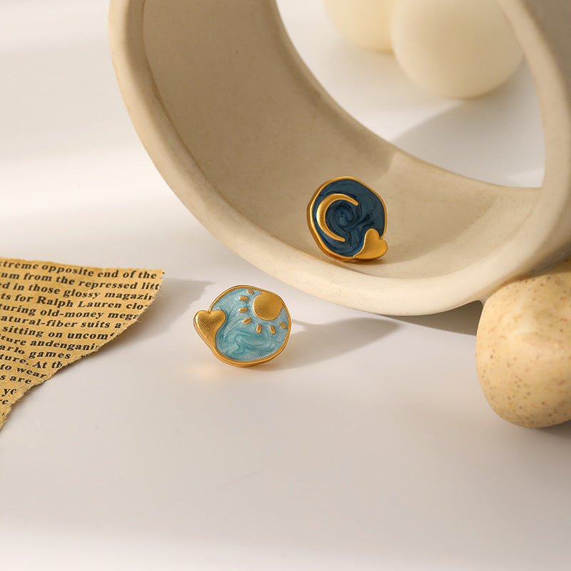 Cute Sun and Moon Earrings