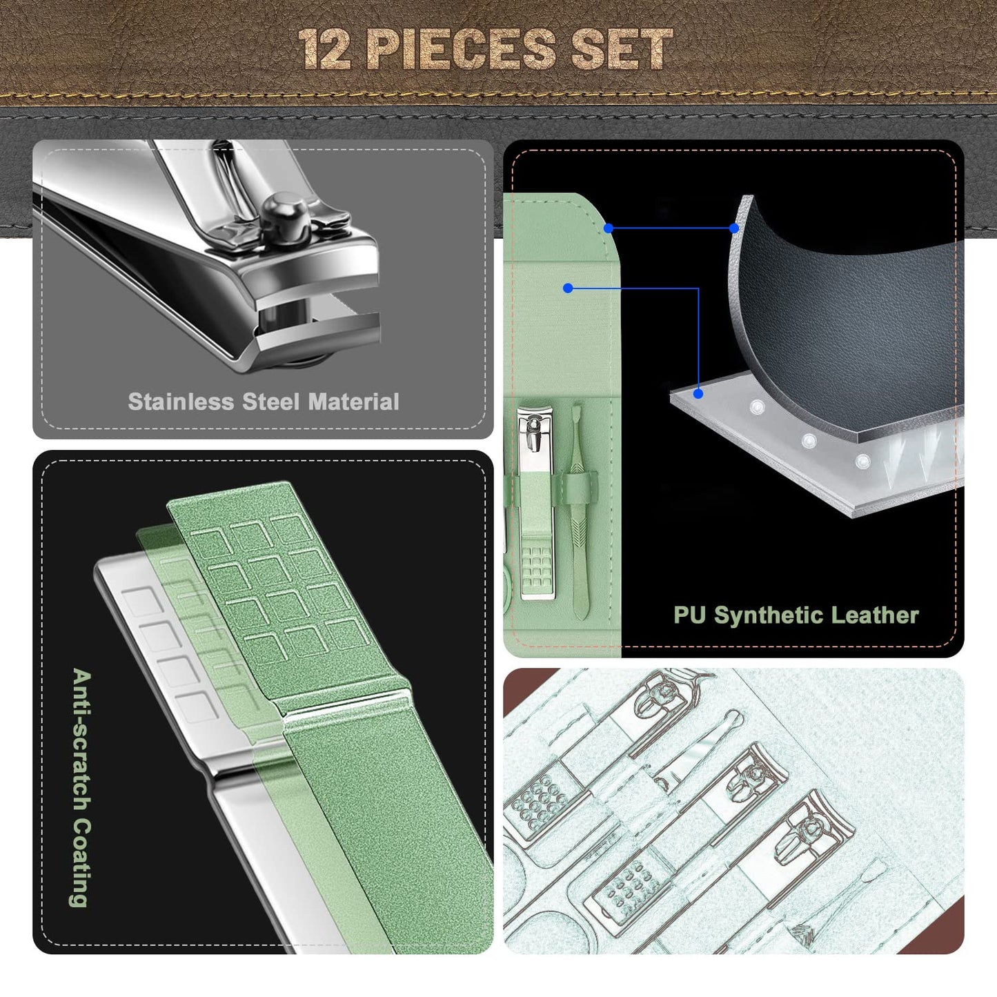 Professional Nail Kit 12 in 1 Manicure Nail Kit Set