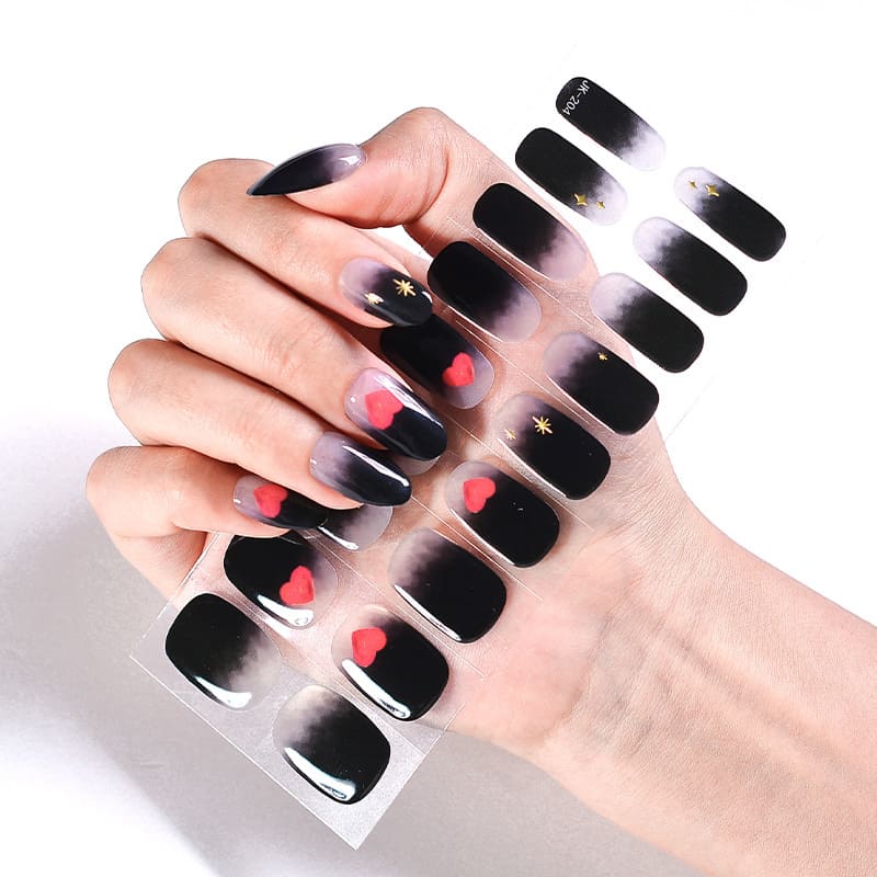 Cexynail Semi Cured Gel Nail Strips Black Heart