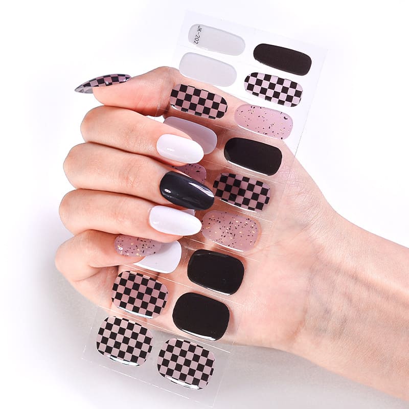 Cexynail Semi Cured Gel Nail Strips Fashion Grid