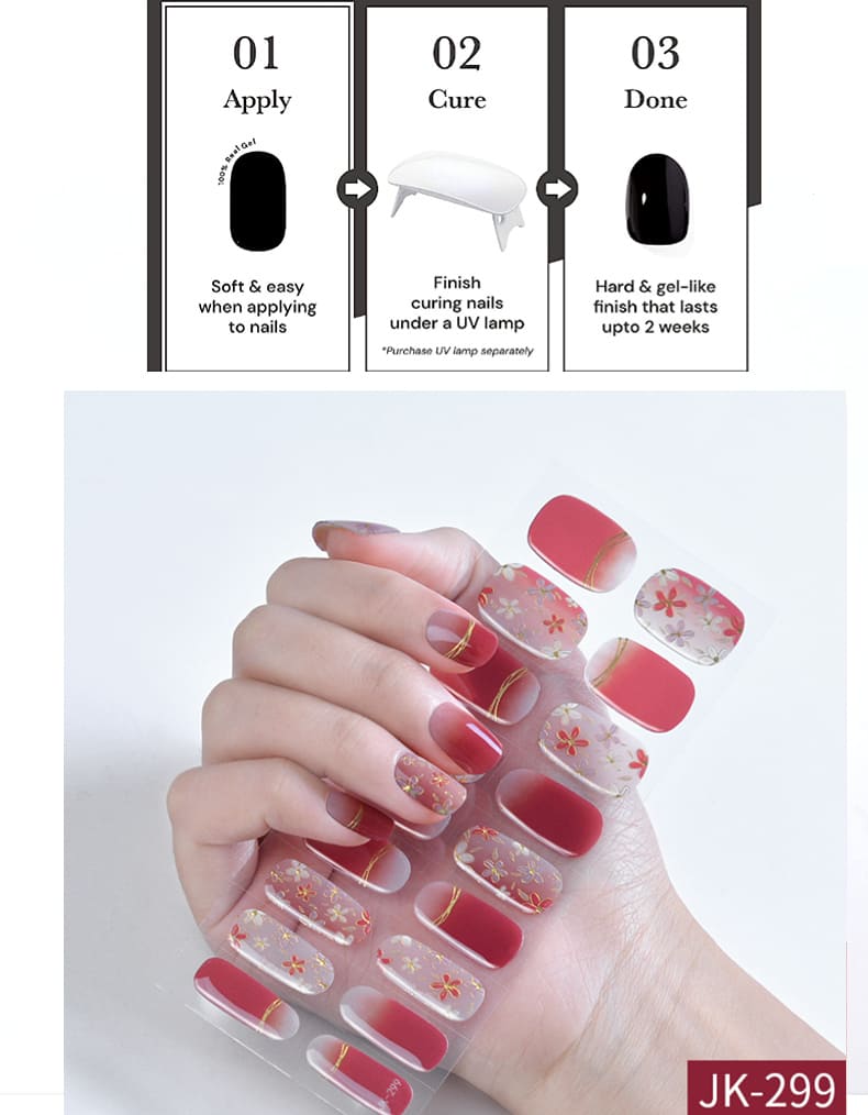 Semi Cured Gel Nail Strips for Xmas New Year Nails