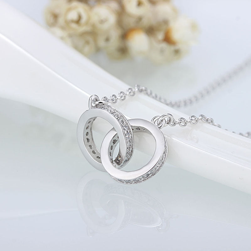 Double Circles Pendant Necklace Color Silver