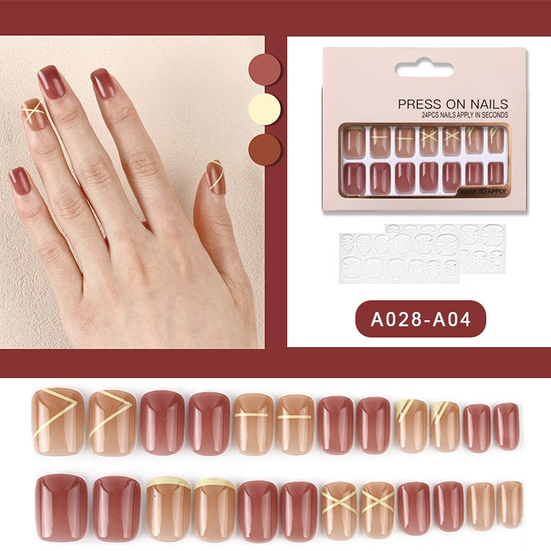 24 Pcs Short Nails Acrylic Press on Nails with Spring Summer Design Nails for Women