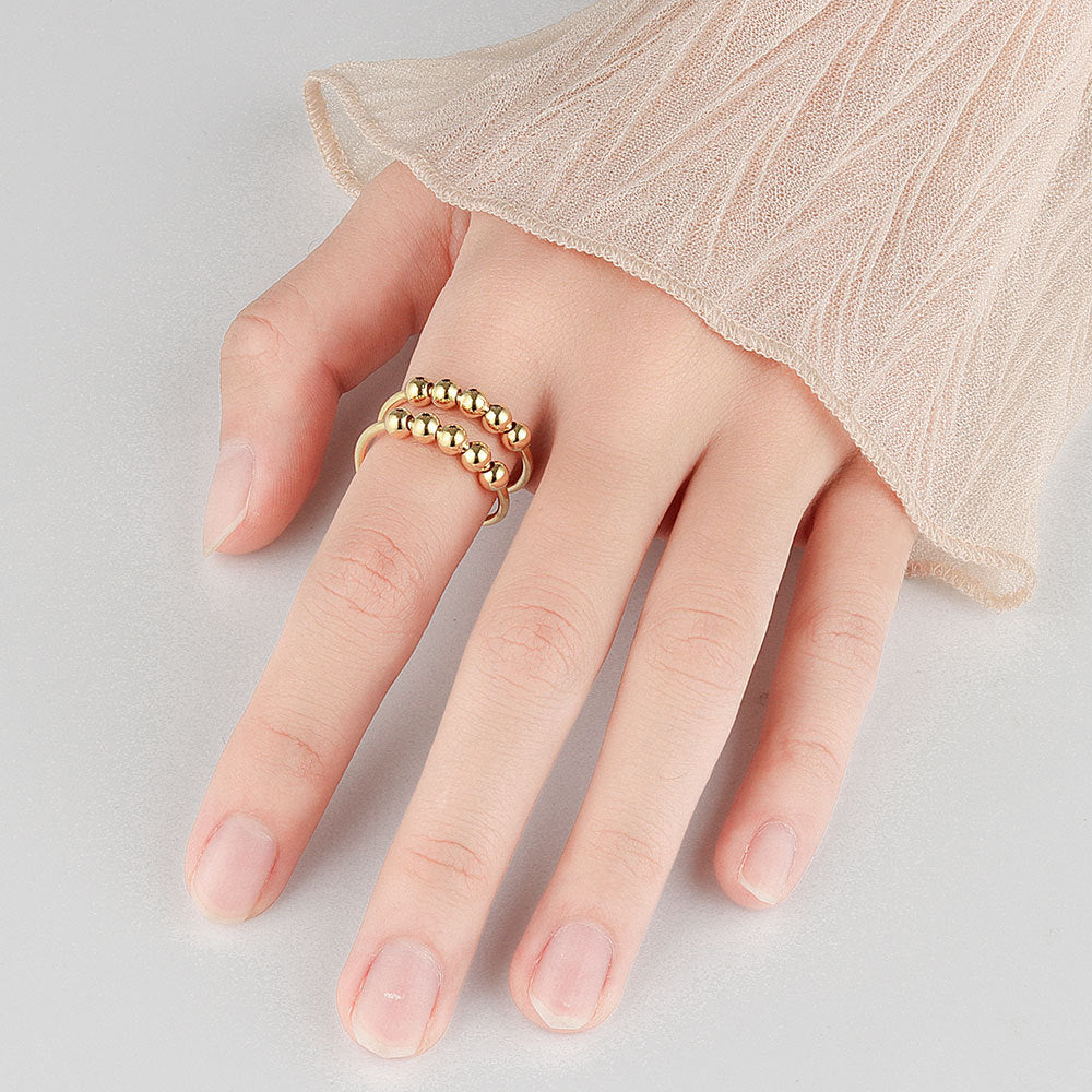Double Layer Anxiety Rings for Women Color Gold