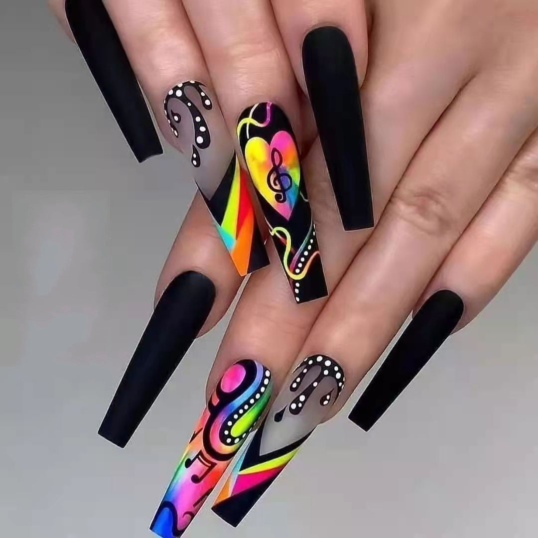 24 Pcs Press on Nails Matte Cute Fake Long Nails for Spring Summer