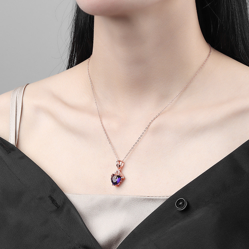 Love Heart Crystal Pendant Valentines Birthday Necklace