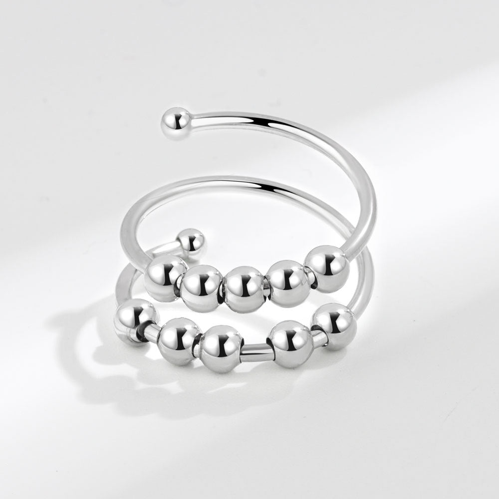 Double Layer Anxiety Rings for Women Color Silver