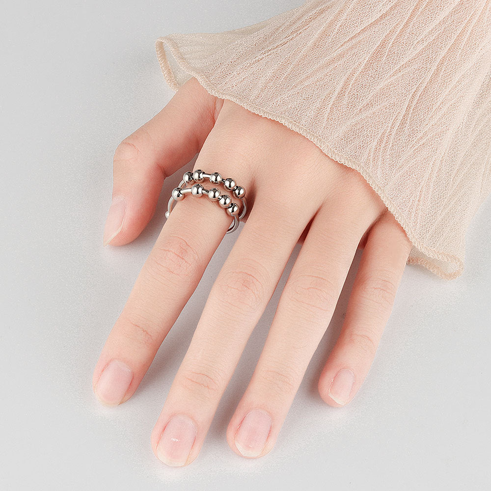 Double Layer Anxiety Rings for Women Color Silver
