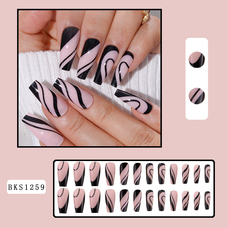 24 Pcs French Swirl Press on Nails