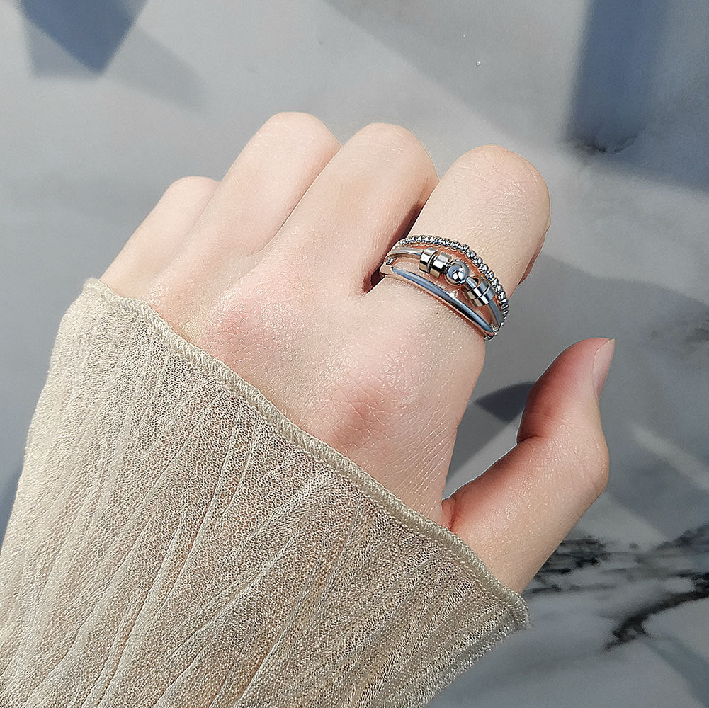 Three Layer Anxiety Rings for Women Color Silver