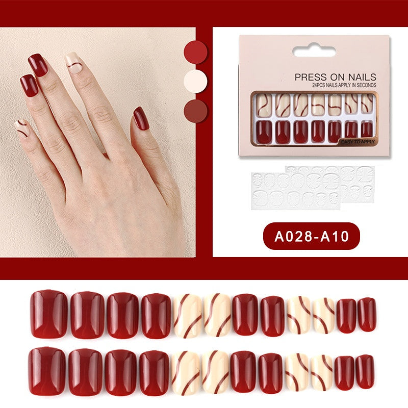 24 Pcs Short Nails Acrylic Press on Nails with Spring Summer Design Nails for Women