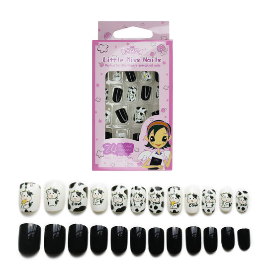 False Nail with Cute Cow for Girls
