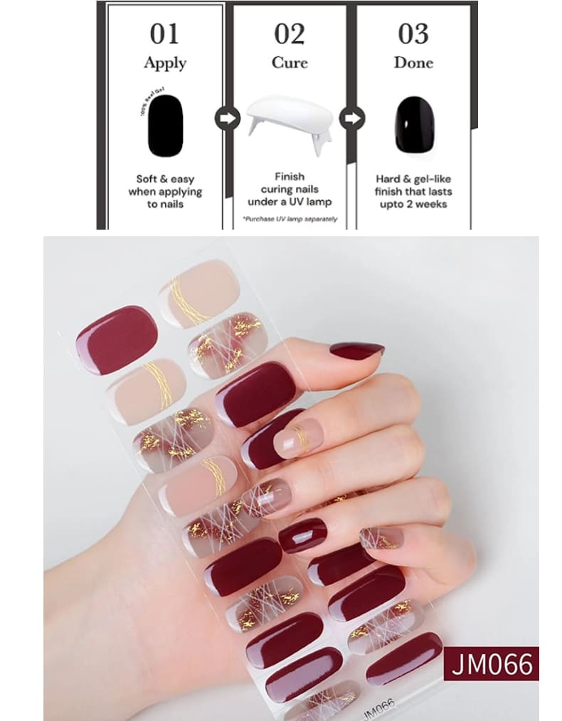 Happy Red Semi Cured Gel Nail Strips