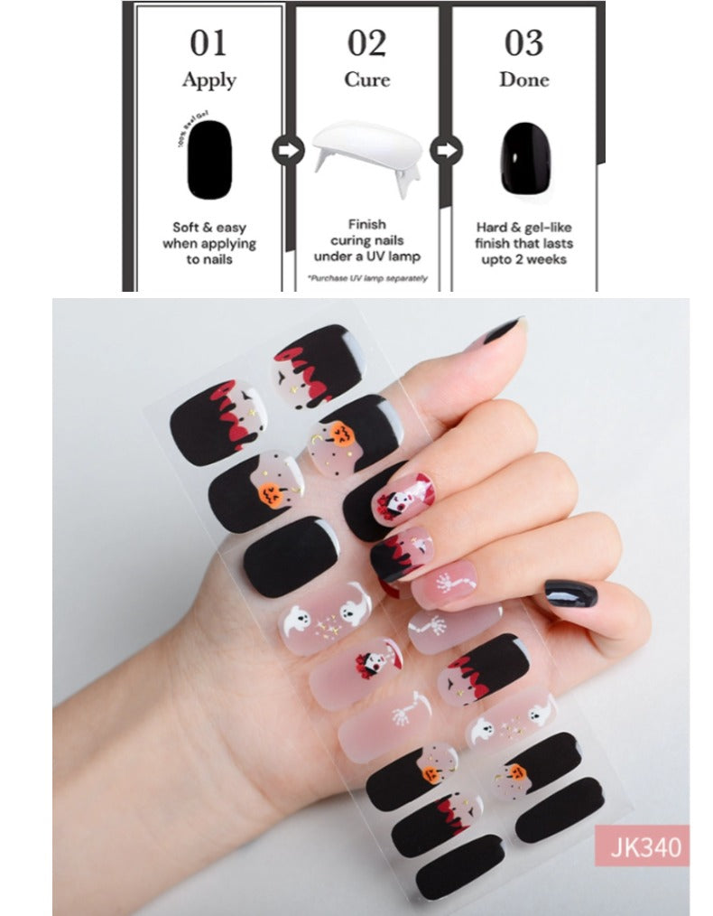 Halloween Clown Mask Semi Cured Gel Nail Strips