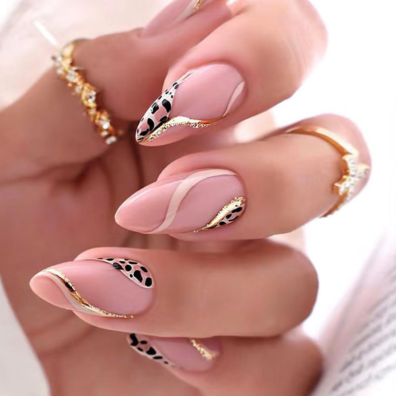 Leopard French Nail Medium Fake Nails