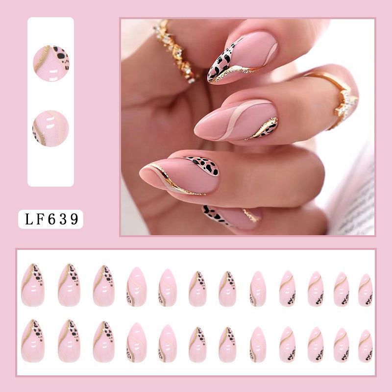 Leopard French Nail Medium Fake Nails