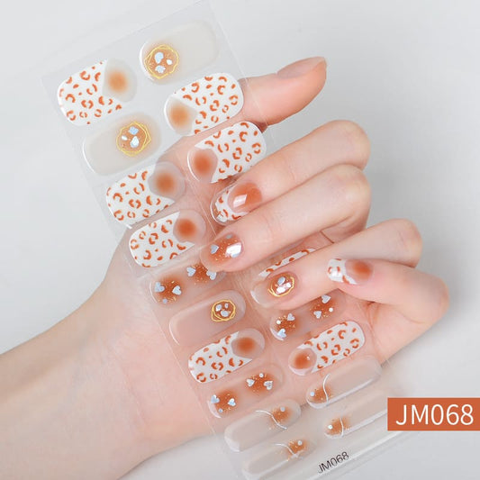 French Orange Dot Semi Cured Gel Nail Strips
