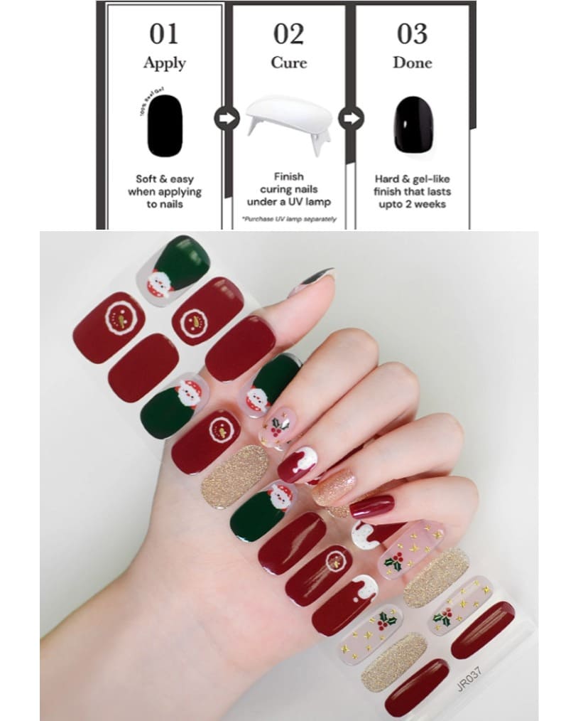 Christmas Santa Nail Semi Cured Gel Nail Strips