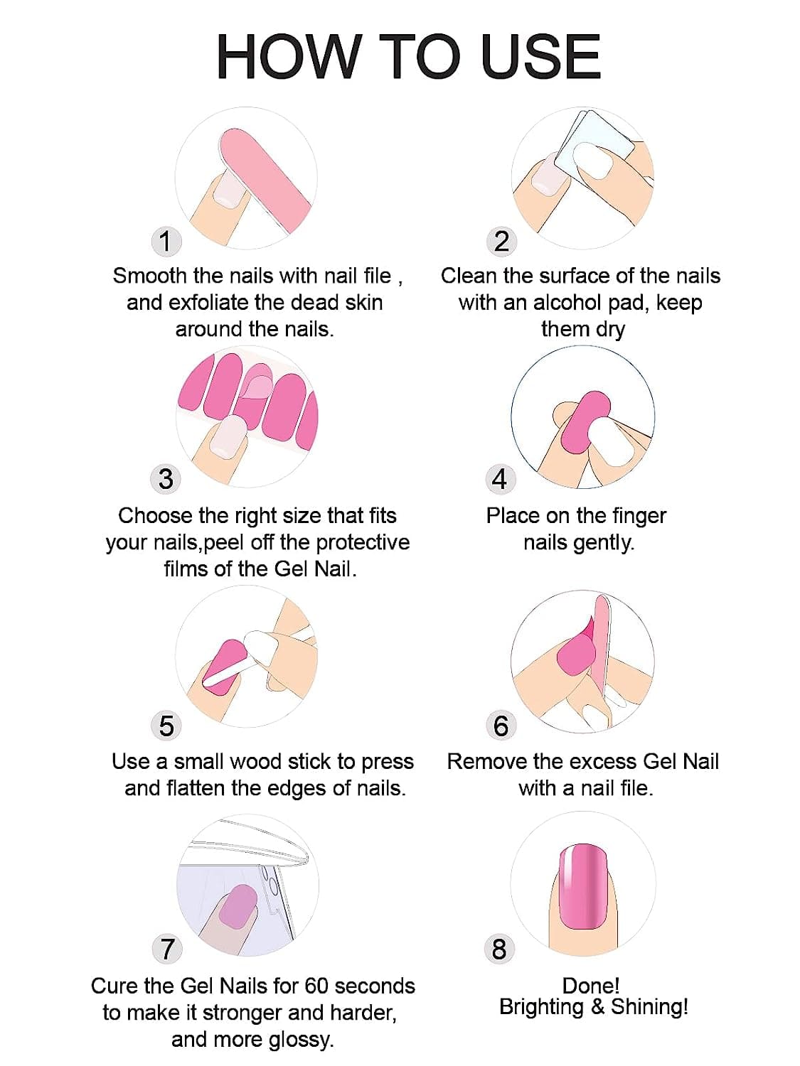 Pink French Nail Semi Cured Gel Nail Strips
