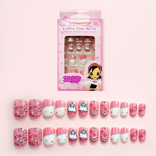 False Nail with Cute Candy Pink for Girls