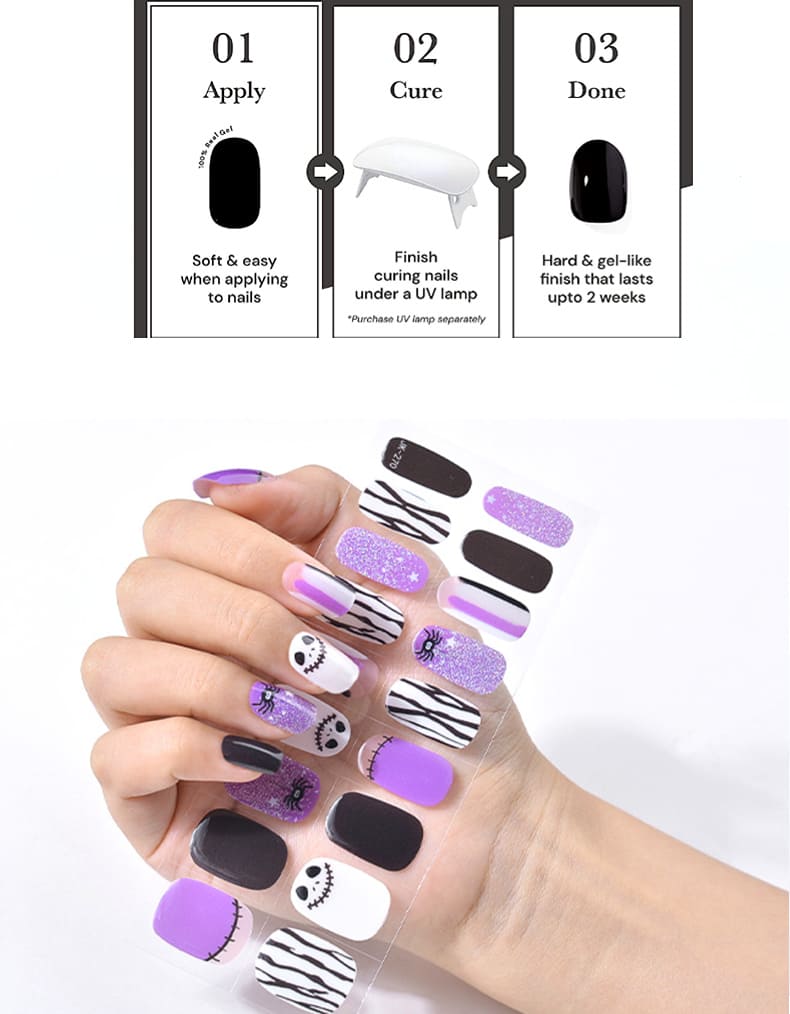 Cexynail Halloween Semi Cured Gel Nail Polish Strips