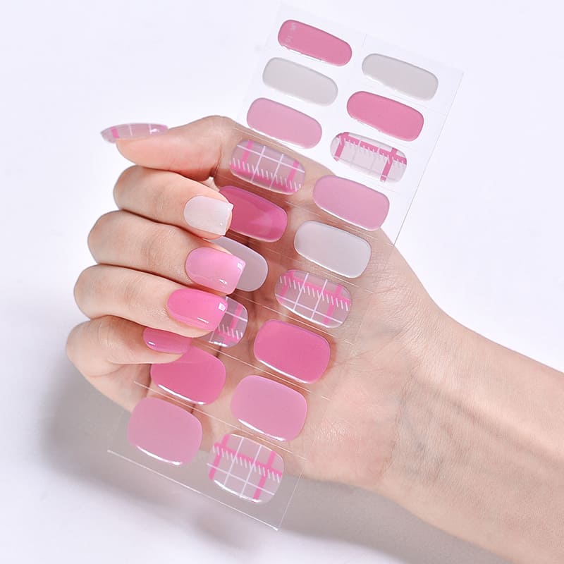Cexynail Semi Cured Gel Nail Polish Strips Lucky Pink