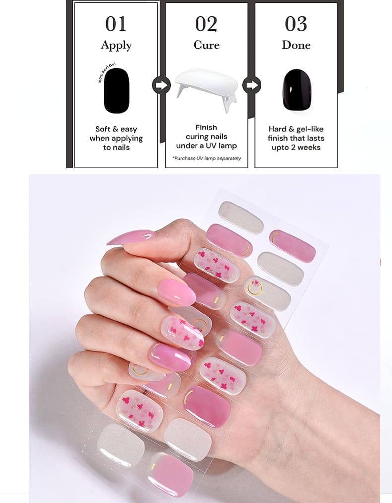 Cexynail Semi Cured Gel Nail Polish Strips Honey Pink