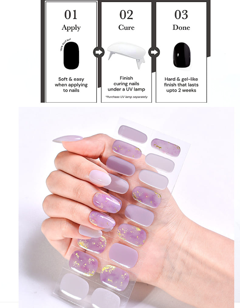 Cexynail Semi Cured Gel Nail Polish Strips Baby Purple
