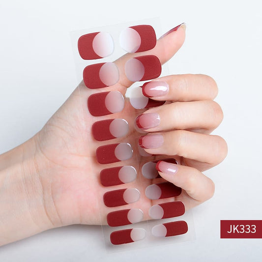 French Red Semi Cured Gel Nail Strips