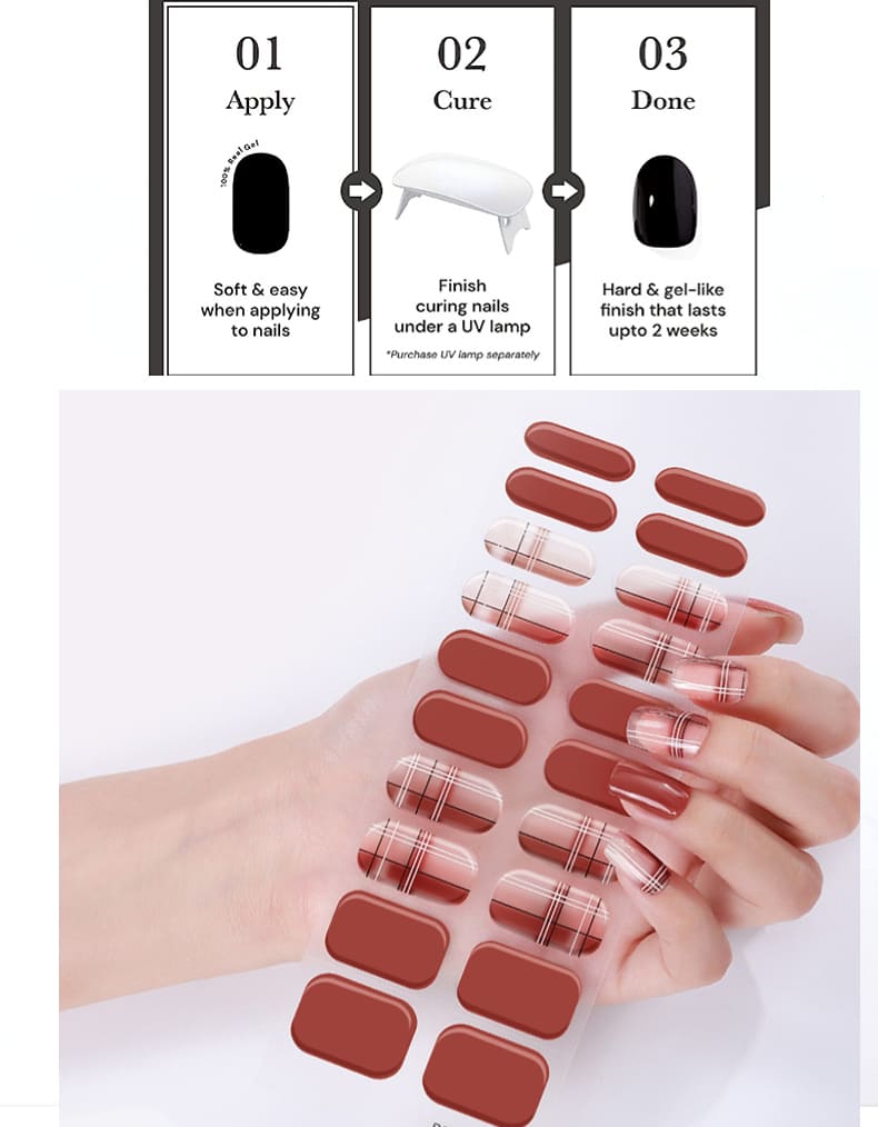 Fall Winter Brown Semi Cured Gel Nail Strips