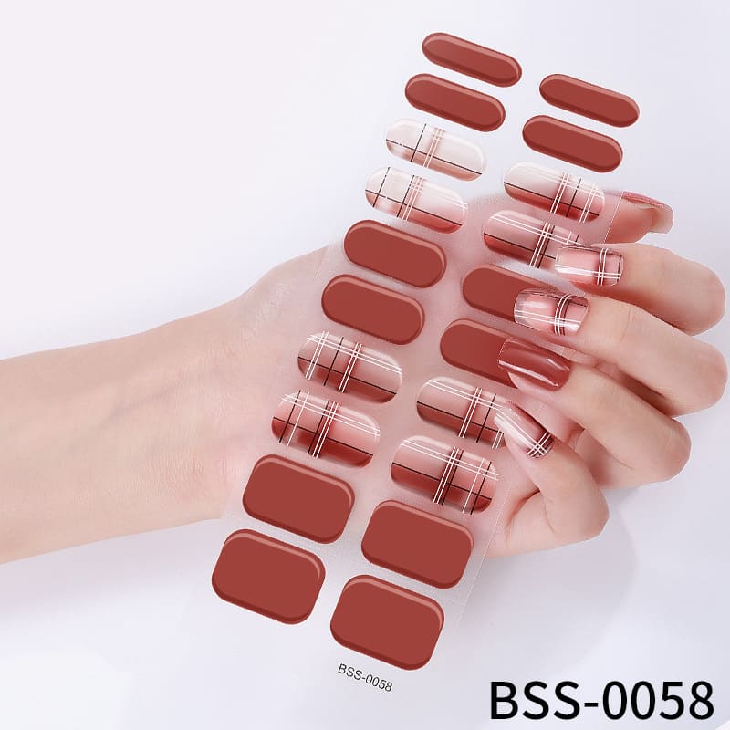 Fall Winter Brown Semi Cured Gel Nail Strips