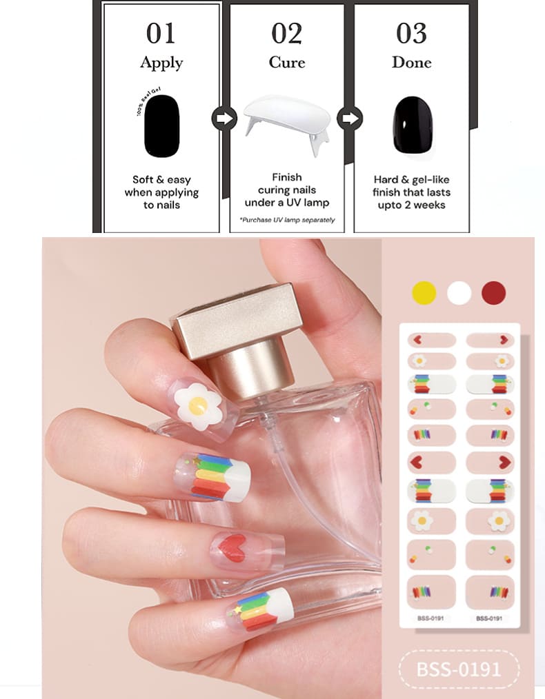 Happy Summer Semi Cured Gel Nail Strips