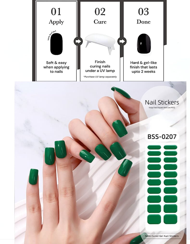 Pure Green Gel Nail Wraps