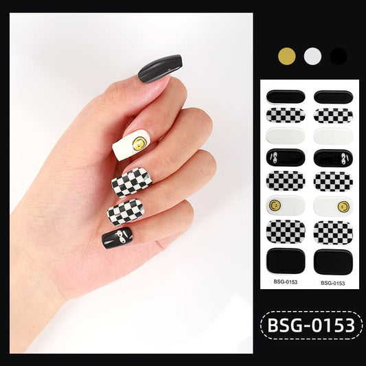 Black Smile Face Gel Nail Wraps for Christmas