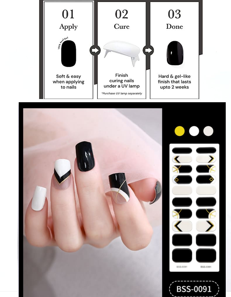 Black Elegance Gel Nail Wraps