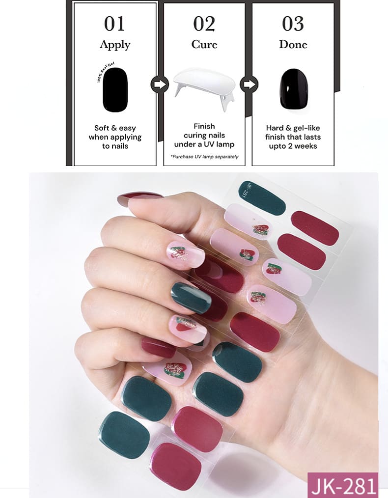 Green Red Gel Nail Strips