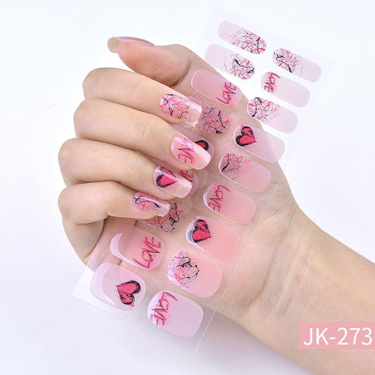 Pink Heart Semi Cured Gel Nail Strips