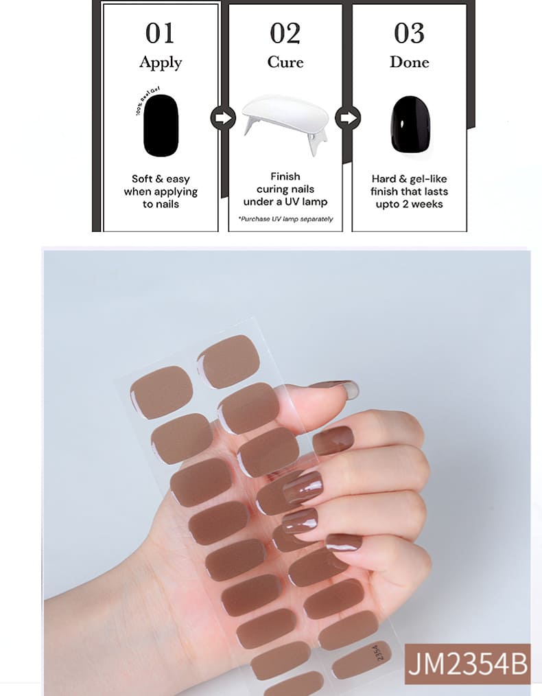 Light Brown Semi Cured Gel Nail Strips