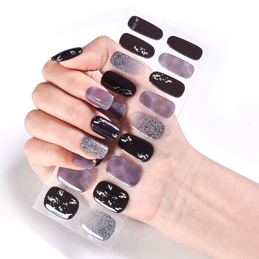 Purple Glitter Semi Cured Gel Nail Strips
