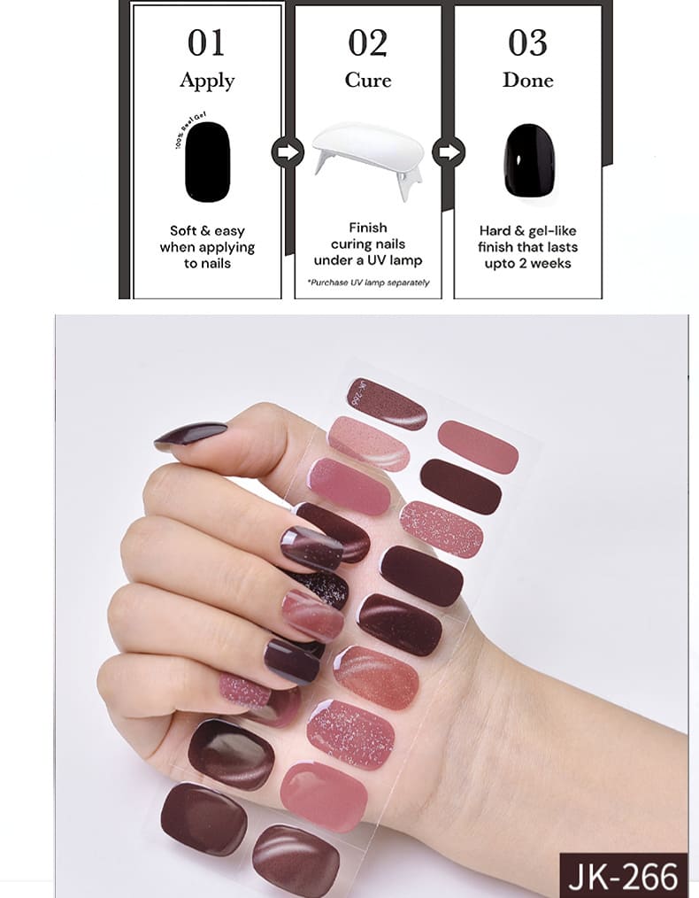 Aurora Brown Semi Cured Gel Nail Strips