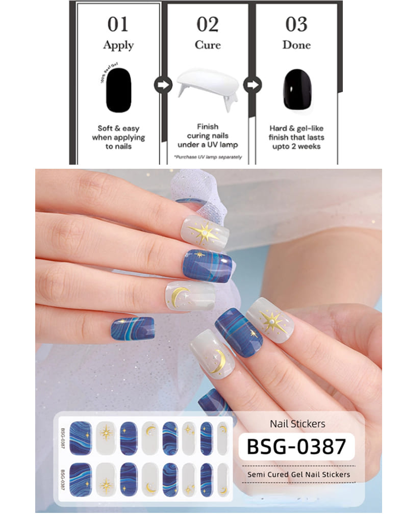 Sun and Moon Semi Cured Gel Nail Strips