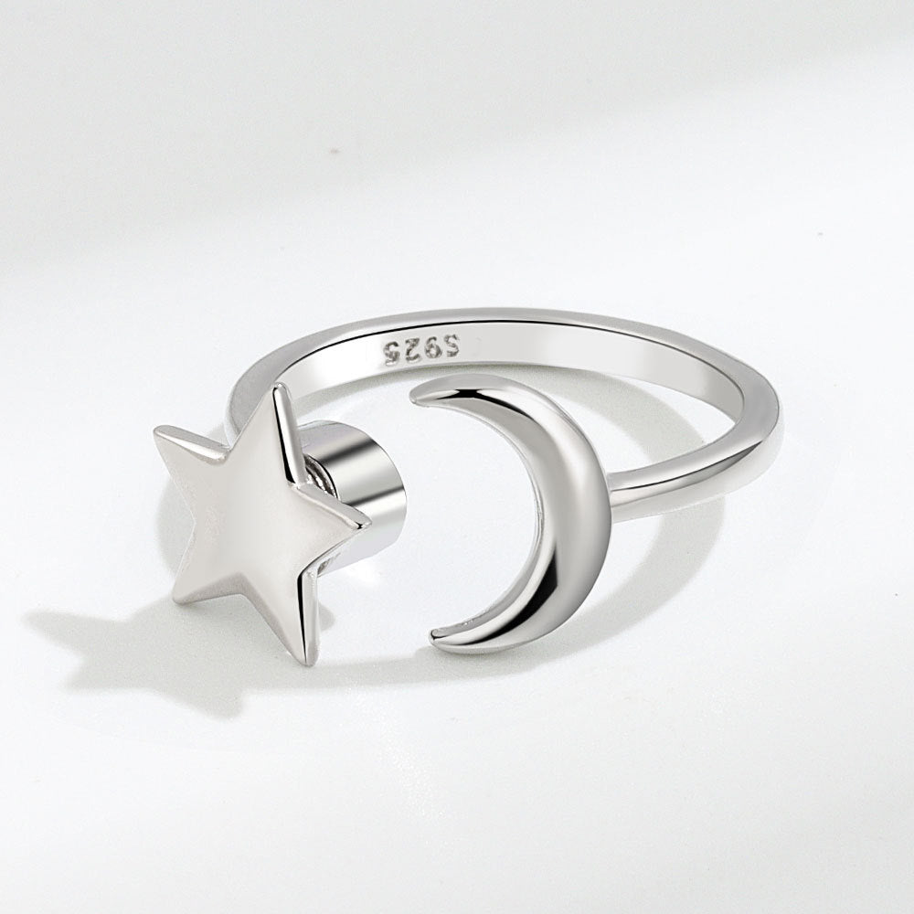 Personalised Moon & Star Open Ring | Posh Totty Designs