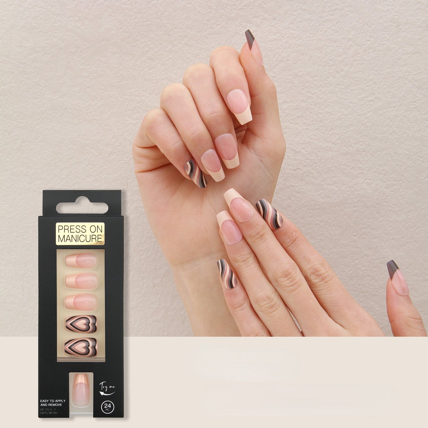 24 Pcs Press on Nails Medium Almond Acrylic Fake Nails Glue on Nails with Color Pink