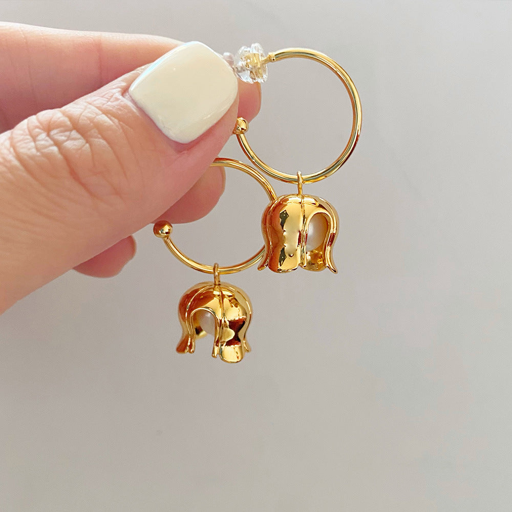 Lily of The Valley Dangle Hoop Earrings